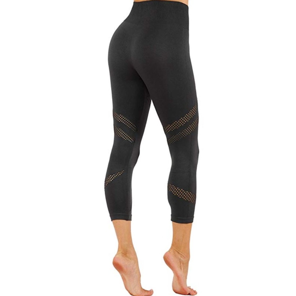 Seamless Faded yoga leggings workout pants mesh sexy high waist capri - Picture 2 of 5